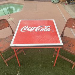 Mexican 1960’s Vintage Coca Cola Metal Table and Chairs