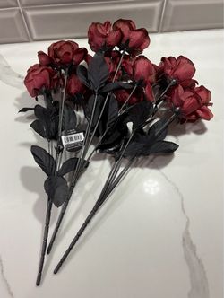 New Ashland Red black Halloween rose stem decoration
