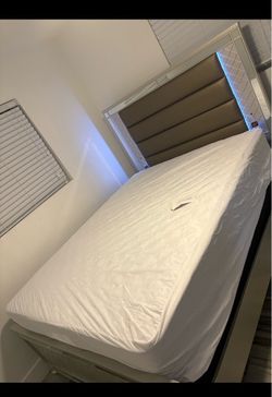 Queen Bed Frame with LED Upholstered Headboard MUST GO ASAP