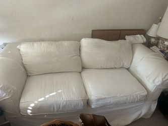 Couch with washable linen covers - white $250 OBO