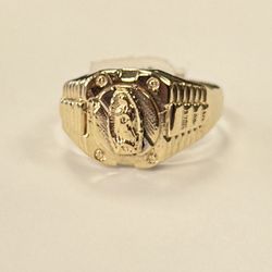 Size 11 14kt Mens Virgin Mary Ring 5.7g 