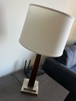 Table Lamp with Wood and Metal Base