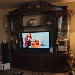 Entertainment Center A Must See Stands Night Feet Tall Comes In Four Pieces, Beveled Glass, Three Tier Shelving Solid Wood,