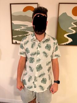 Men's Tropical Leaf Button-Up Shirt