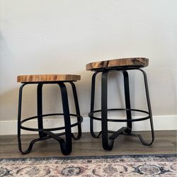 2 Solid Wood End Tables/Stools