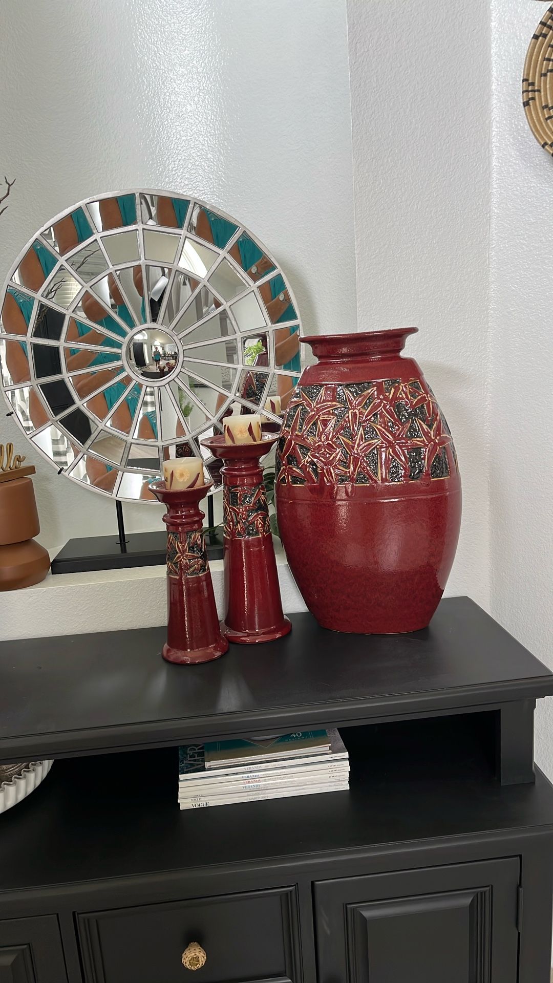 Large Vase And Candle Holders
