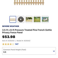 4ft (3.5ft) Fence Panels, French Gothic Style 8/12/23