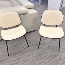 NEW LumiSource Industrial Lombardi Chairs in Cream & Walnut (Orig Retail 260+) New without box