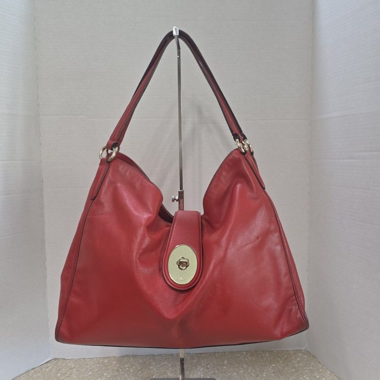 Coach Madison Carlyle leather shoulder bag in red with gold plated hardware