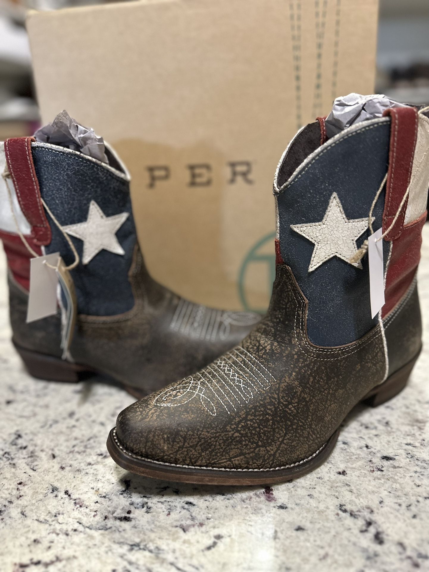 New Women’s Roper Texas Flag Boots Size 7.5