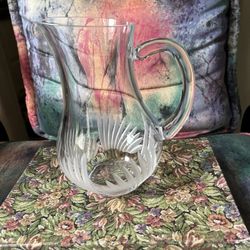 JG  Durand Etched Palm Frond Pitcher