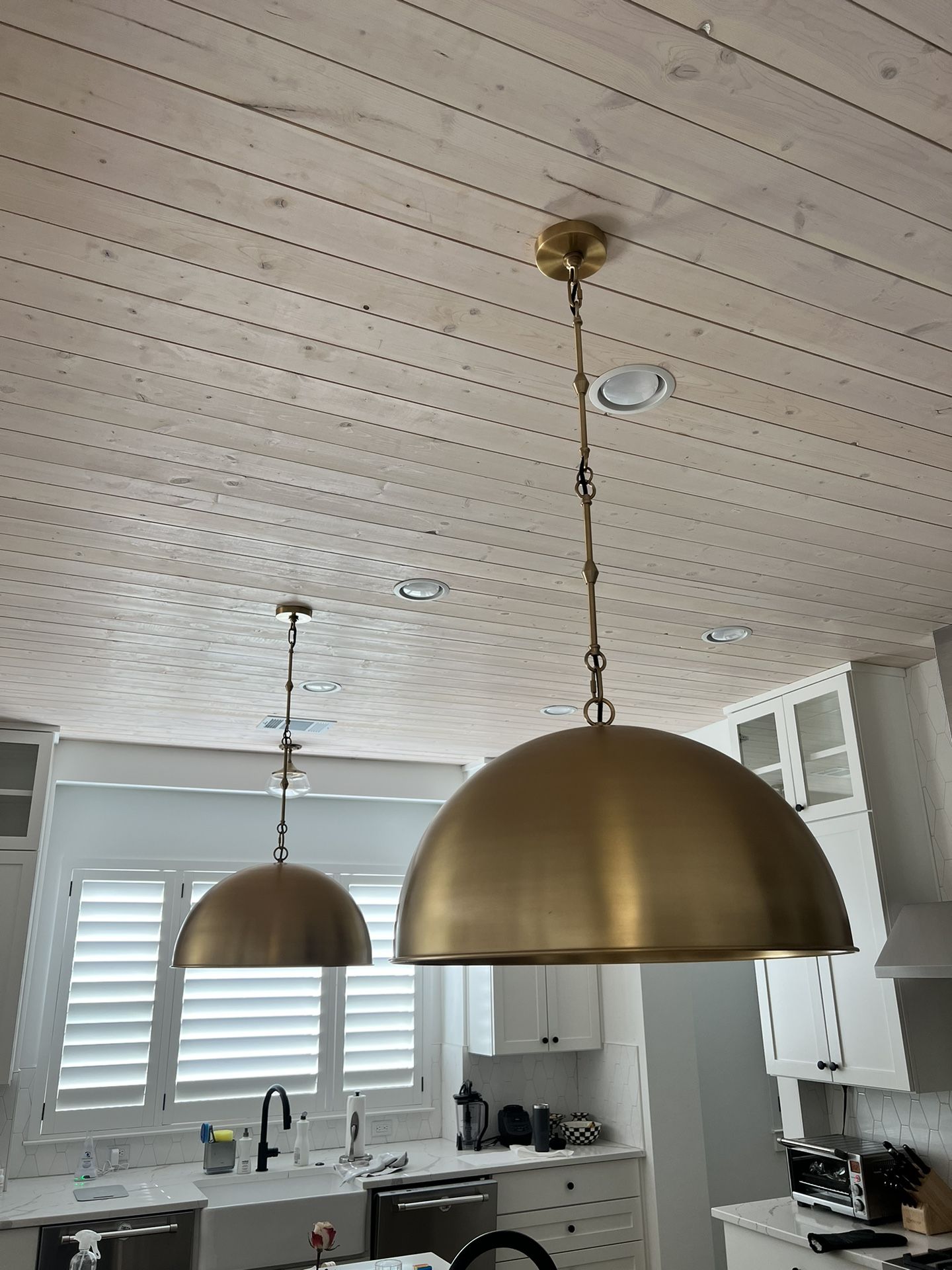 Arhaus Brass 24 Dome Pendants (x2)