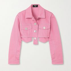 Balmain - Cropped Denim Jacket - Pink