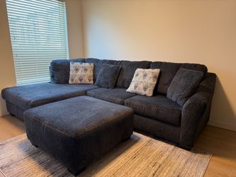 Dark Gray Sectional Sofa with Ottoman