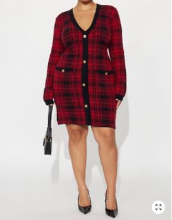 Plaid Mini Dress -Red/Black Size 2X