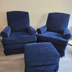 Blue Chairs with Footstool