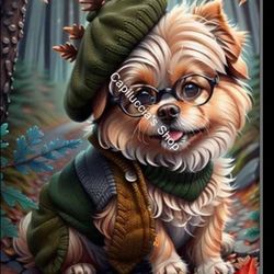 Beautiful Dog Dressed In A Fall Outfit Poster Dog Fall Poster