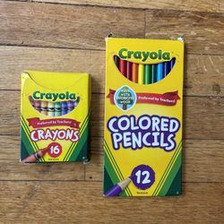 Crayola Crayon Set - 16 Colors + Colored Pencil Set - 12 Colors