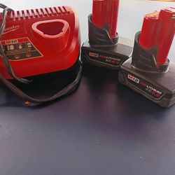 Milwaukee Pack2 batteries, M12, and their charger