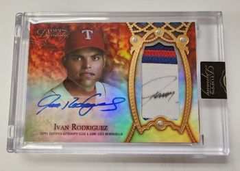 Ivan Pudge Pudge Rodriguez Double Auto Card & Game Used Patch