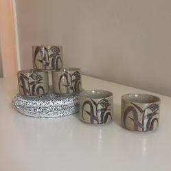 Vintage Otagiri-style Japanese Green Tea Cups (set Of 5)