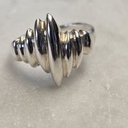 Retro Sterling Silver Wave Ring Size 7