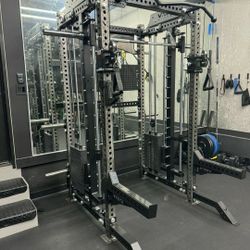 NEW Squat Rack Smith Machine Functional Trainer Cable Cross Over  Adjustable Bench Press 45lb Barbell Bumper Plates Home Gym 