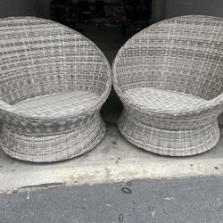 Two Patio Swivel Chairs