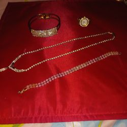 Vintage Jewelry To Bracelets A Necklace And A Ring Watch From The '80s Never Used