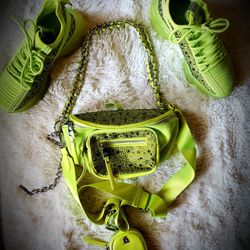 Lime Bag And Lime Sneakers Set
