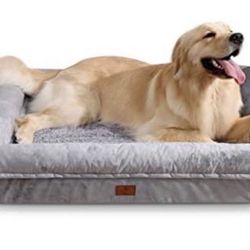 Dog Beds for Medium Large Jumbo Dogs, Yiruka Orthopedic Dog Bed with Waterproof Cover, Removable Bolster Dog Soft Sofa Bed with Nonskid Bottom, Pet Be