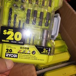 20 Pc. Ryobi Drilling And Driving Sets