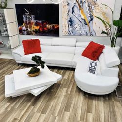 New White Sectional Sofa Couch 