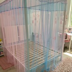 IKEA Full Canopy Bed + Canopy Curtain 