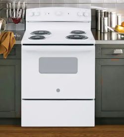GE White Electric  240v Range with Coil Burners