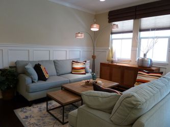 Bassett Light Blue/Gray Sofa - Very Good Condition