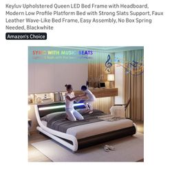 Queen Bed Frame  Faix White  Leather 