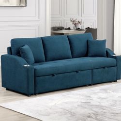 SLEEPER SOFA FABRIC BLUE MULTIPLE CONFIGURATIONS (FROYDEN) $349 Delivery available  