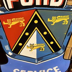 Double-sided porcelain Ford service sign