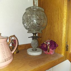 Vintage Crystal Oil Lamp