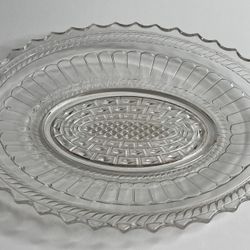 Vintage Glass Oval Platter, 12”