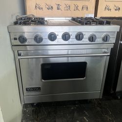 Viking 36”Wide Dual Fuel Range Stove In Stainless Steel 