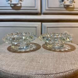 Pair of Glass Candle Holders