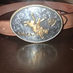 ARIAT BELT BUCKLE WITH LEATHER BELT 