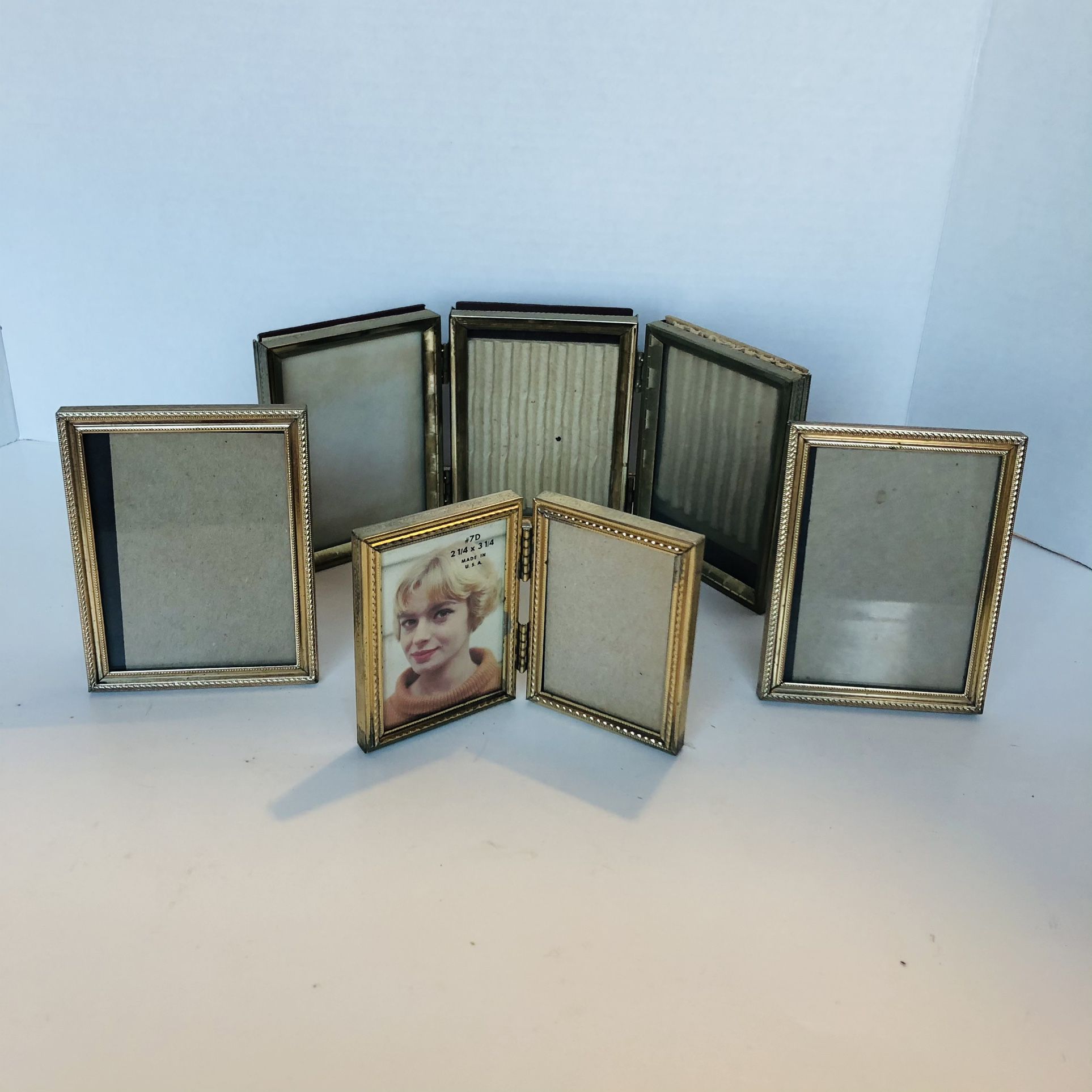 Lot of 4 Vintage Assorted Brass Art Deco Standing Hinged Picture Frames