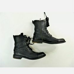John Varvatos Star USA Black Leather Lace Up Side Zip Mens Boots Size 10.5