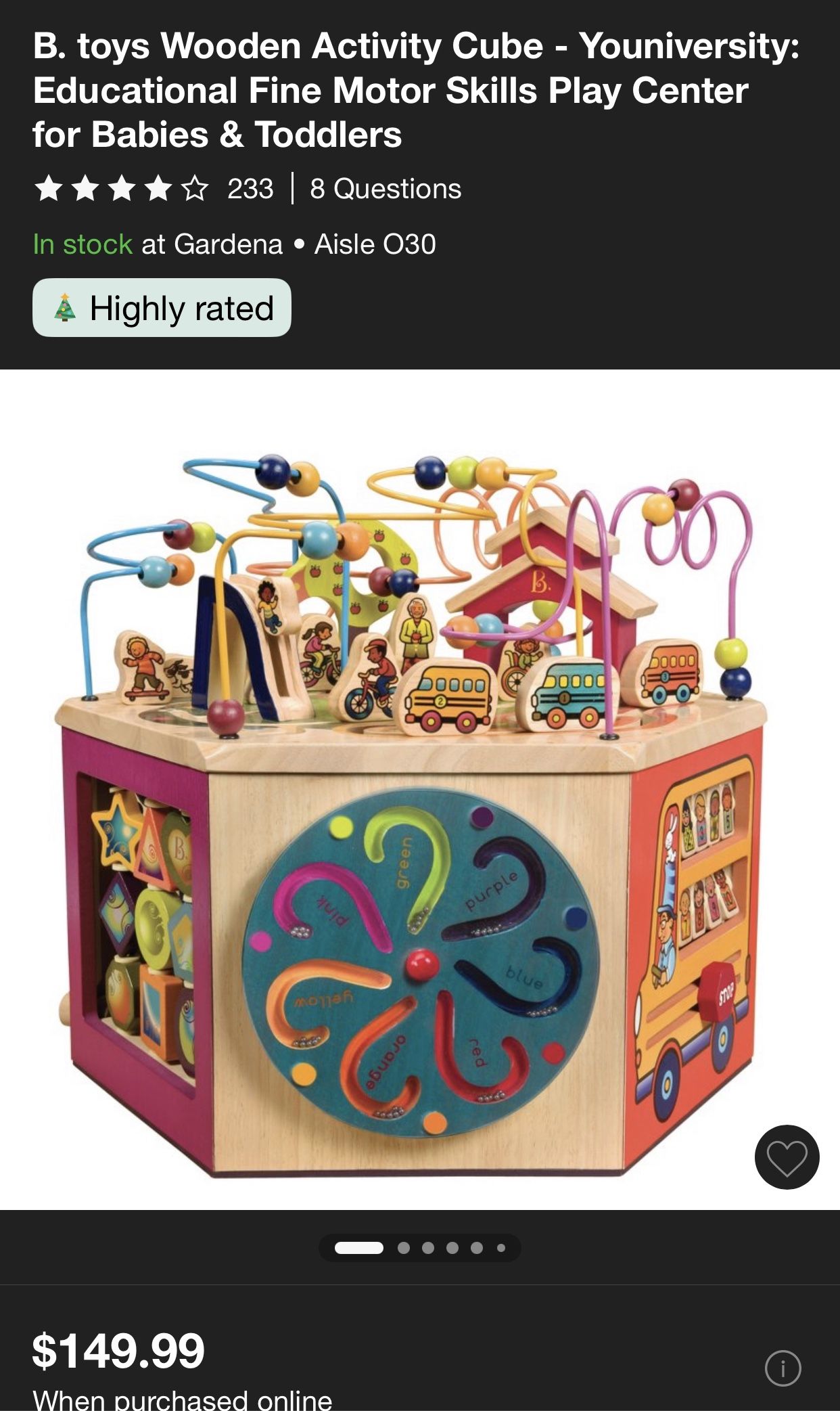  Wooden Activity Cube  Toy 