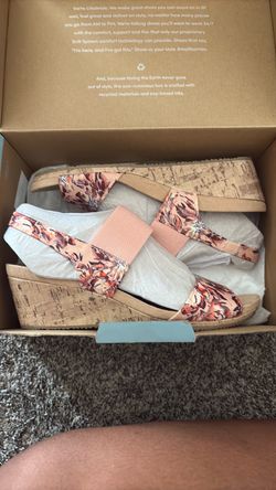 LifeStride Floral Cork Wedge Sandals