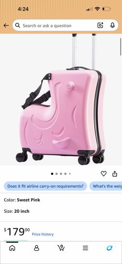 Kids Ride On Suitcase with TSA Lock, 20 Inch Carry On Luggage with Seat for Boys and Girls, Toddler Rideable Rolling Suitcase, Sit-on Travel Suitcase 