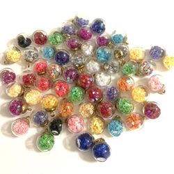 66 GLITTER GLOBE CHARMS FOR JEWELRY MAKING / BRAND NEW 